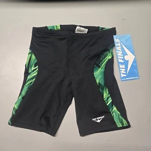 TYR The Finals Boy Onyx Splice Green Splice Swim Jammer Sz 24 NEW - Picture 1 of 3