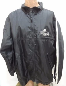Guinness 2XLT Roots Black Nylon Lined Windbreaker Jacket Made in Canada - Picture 1 of 6