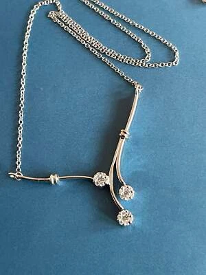 0.36ct Diamond Necklace 9ct in White Gold Daisy Drop Pendant 10k - Image 1 of 4
