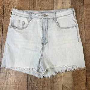 Anthropologie Pilcro Jean Shorts Ultra High Rise Light Wash Denim Raw Cut Off 32 - Picture 1 of 7