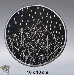 Black Night, Galaxy, Stars & Mountains , Punk Embroidered Iron / Sew on Patch - Picture 1 of 1