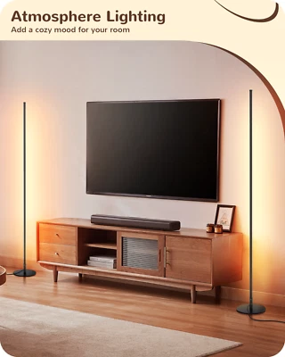 EDISHINE Corner Floor Lamp, Minimalist Dimmable Lighting with Remote 2700-6000K - Image 1 of 4