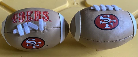 LOT (2) Vintage Francisco 49ers 3.5” Mini Football Window Cling w/ Suction Cups Cover