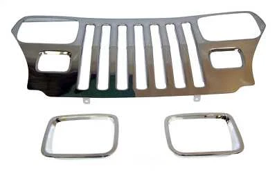 FITS 1987-1995 JEEP WRANGLER STAINLESS STEEL GRILLE INSERT OVERLAY SET - Image 1 of 2