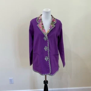 NWT Women’s Koos of Course! Purple Reversible Jacket with Checkered Trim - Picture 1 of 12
