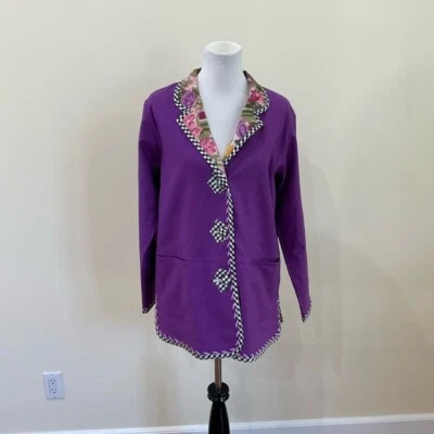 NWT Women’s Koos of Course! Purple Reversible Jacket with Checkered Trim - Image 1 of 4