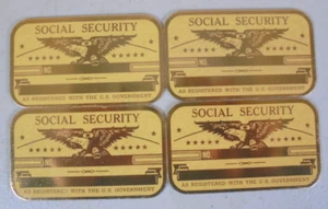 4 Vintage Brass Metal SOCIAL SECURITY U.S. Government Wallet Card - Picture 1 of 3