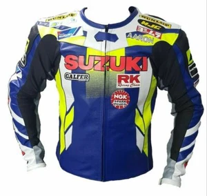 SUZUKI Giubbotto Moto in Pelle Da Corsa MOTOGP Giacca in Pelle da Motociclista - Imagen 1 de 4