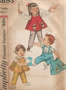 3693 Simplicity Sewing Pattern Toddler Blouse Top Pants Size 1 Vintage
