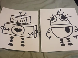 Robots Cartoon Drawing by Myself on Sketch paper - Picture 1 of 1