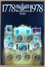 Francobolli Italia 1978 - 200 anni Scala - diversi valori - annulli teatro Scala
