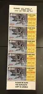 CANADA ALBERTA Resident game bird permit license strip of 5 - Picture 1 of 1