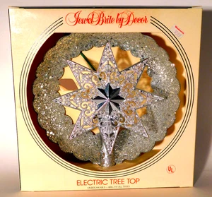 Jewel Brite by Decor Silver Acrylic Lighted Star Tree Topper 8" NOS - Picture 1 of 6