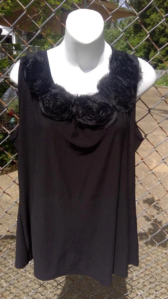 Suzie в городе блузка без рукавов черный цветочный воротник сделано в США размер XL новый с Ярлыками - Изображение 1 из 1