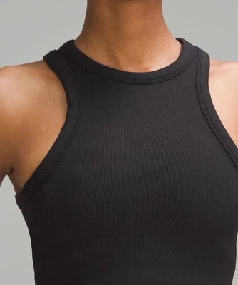 Camiseta sin mangas recortada ajustada Lululemon Hold talla 6 negra yoga atletismo camiseta sin mangas acanalada Foto 1 de 4