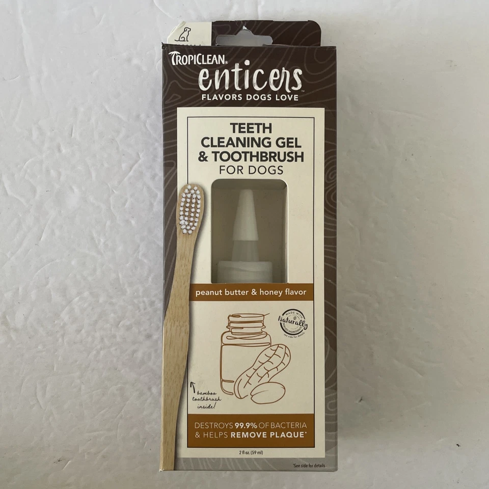 Tropiclean Enticers Teeth Cleaning Gel & Toothbrush Dogs Peanut Butter Flavor - Image 1 of 1