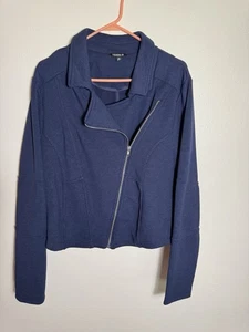 Torrid Asymmetrical Zip Blue Waffle Knit Moto Jacket Plus Size 3X 22/24 - Picture 1 of 9