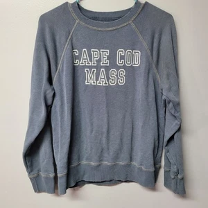 American Eagle Sweatshirt Distressed Cape Cod Blue Womens XS Crew Neck - Picture 1 of 8