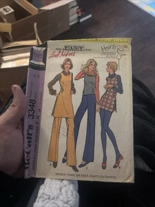 Vintage 1972 Tunic Vest Pants McCall's Sewing Pattern 3348 Misses Size 16 Uncut - Picture 1 of 1