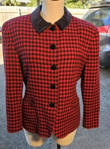 Rene Rowan For Saville ,Houndstooth Wool Blend Blazer ,1980s - Picture 1 of 6