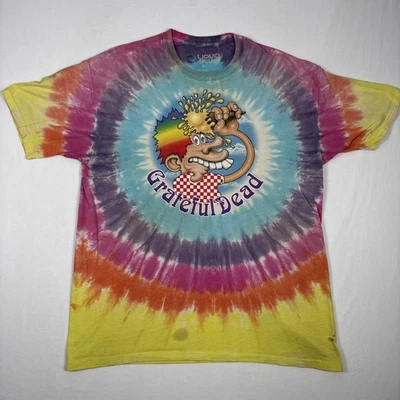 复古 Grateful Dead 液体蓝色衬衫男式 XL 领带染料欧洲 72 冰淇淋 2003 — 第 1/4 张图片
