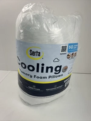 1 Pkg of 2 Serta Gel Memory Foam Cluster Pillows Std Queen 20” x 26”-New-SHIP24H - Image 1 of 2