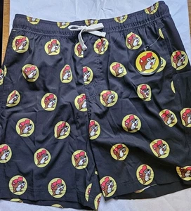 TALLA M Mediano Buc-ees Natación Negro Pantalones Cortos Para Hombre Estampado Castor Cordón - Imagen 1 de 7