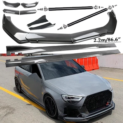 Carbon Fiber Front Bumper Lip Spoiler Side Skirt Body Kits For Audi A3 Quattro/ - Изображение 1 из 4