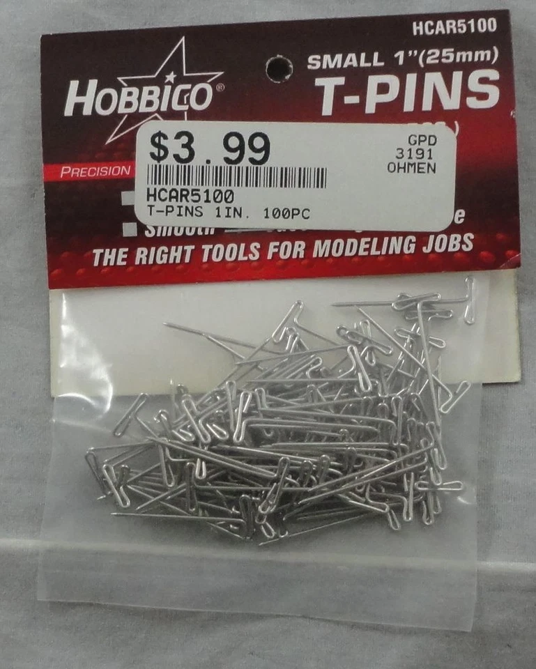 Hobbico Small Nickel-Plated Steel T-Pins 1" (100pcs) HCAR5100 - Image 1 of 1