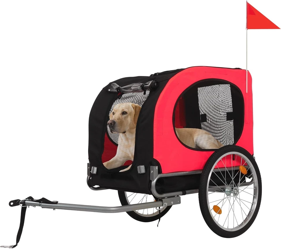 88 lb reboque transportador de bicicleta para cachorro gato fácil dobrável quadro de carrinho lavável - Imagem 1 de 4