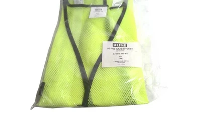 Uline Hi-Vis Safety Vest Mens S/XL Lime Green Reflective Mesh Workwear S-9913G-M - Image 1 of 2