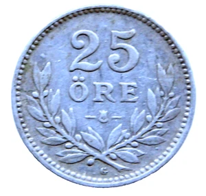 1933 Schweden 25 Erz Silbermünze Gustaf V - Bild 1 von 2