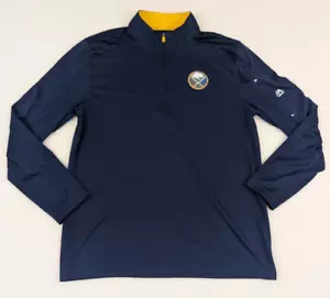Buffalo Sabres Men's Quarter Zip Jacket Pullover Blue Jarge Majestic Arm Pocket - Picture 1 of 9