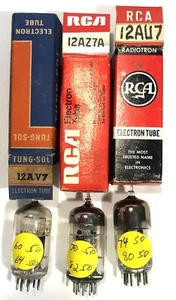3 12AZ7A 12AU7A 12AV7 Vacuum Radio Amplifier Tubes Tung-SOl RCA TV-7 Tested S44 - Picture 1 of 2