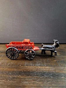 Antique Cast Iron Goat Pulling Express Wagon  7 1/4"L X 2" W - Picture 1 of 8