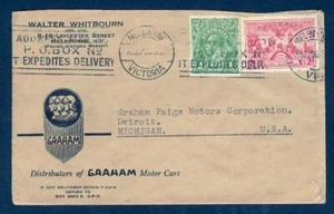 AUSTRALIA 1930 KGV COMBO GRAHAM COCHES ILUSTRADOS A EE. UU. - Imagen 1 de 1