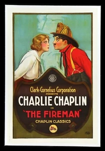 THE FIREMAN 🔥 CineMasterpieces RARE CHARLIE CHAPLIN ORIGINAL MOVIE POSTER C1920 - Picture 1 of 1