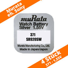 4 x Murata / Sony 371 Uhren-Batterie Knopfzelle SR920SW SR920 AG6 Silberoxid Neu
