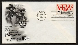 USA, SCOTT # 1525, ARTCRAFT FDC COVER - VETERANS OF FOREIGN WARS, VFW 1974 - Picture 1 of 1