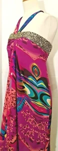 Colorido Vestido Halter por Authentic Icon AI - Talla XS Plateado Banda de Lentellera Bling - Imagen 1 de 7