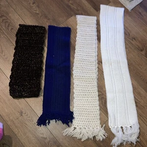 4 Lot Of Hand Knitted Yarn  Scarfs - Picture 1 of 6