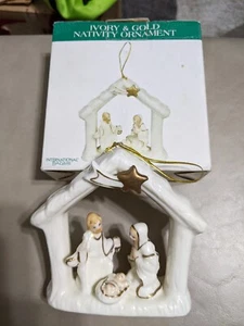 Weihnachtsschmuck Elfenbein und Gold Krippenschmuck - Bild 1 von 4