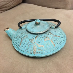 teal butterfly cast iron tea pot - Picture 1 of 1