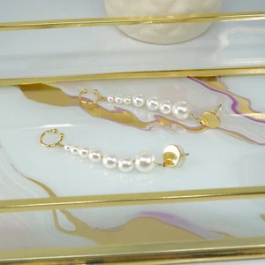 Gorgeous White Pearl of Goddess Chain Style Earrings Fine Jewelry Post Back - Picture 1 of 3