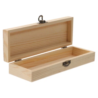 Pencil Box Wooden Pencil Box Wood Pen Storage Container for School Bedroom - Image 1 of 4