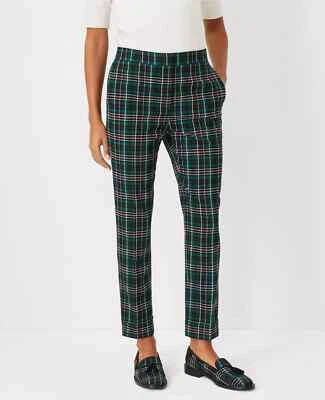 Calça de tornozelo feminina nova com etiquetas tamanho 2 ANN TAYLOR verde xadrez cintura alta - Imagem 1 de 4