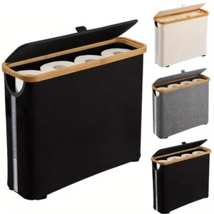 Waterproof Toilet Paper Storage Basket w/Lid - Bathroom Organizer - Picture 1 of 14