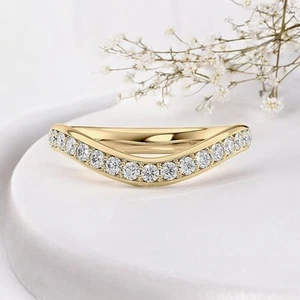 Banda de compromiso de diamante de oro amarillo de 14 quilates de 3,0 mm... - Imagen 1 de 10