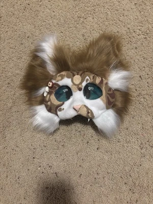 Máscara de gato Coon principal marrón esponjosa y de alta calidad orejas flexibles totalmente forradas Foto 1 de 4