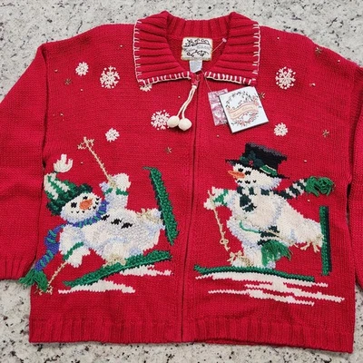 Suéter Feo Navidad Talla Grande Reliquia Coleccionables Cremallera De Colección Años 90 Foto 1 de 4